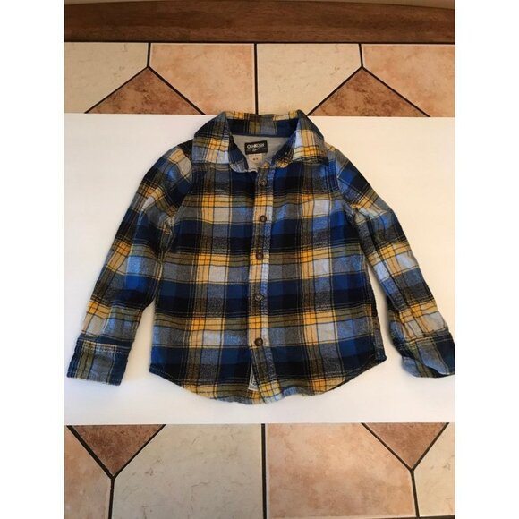 Oshkosh flannel long sleeve button up shirt boys size 4 / 5 - Picture 1 of 7